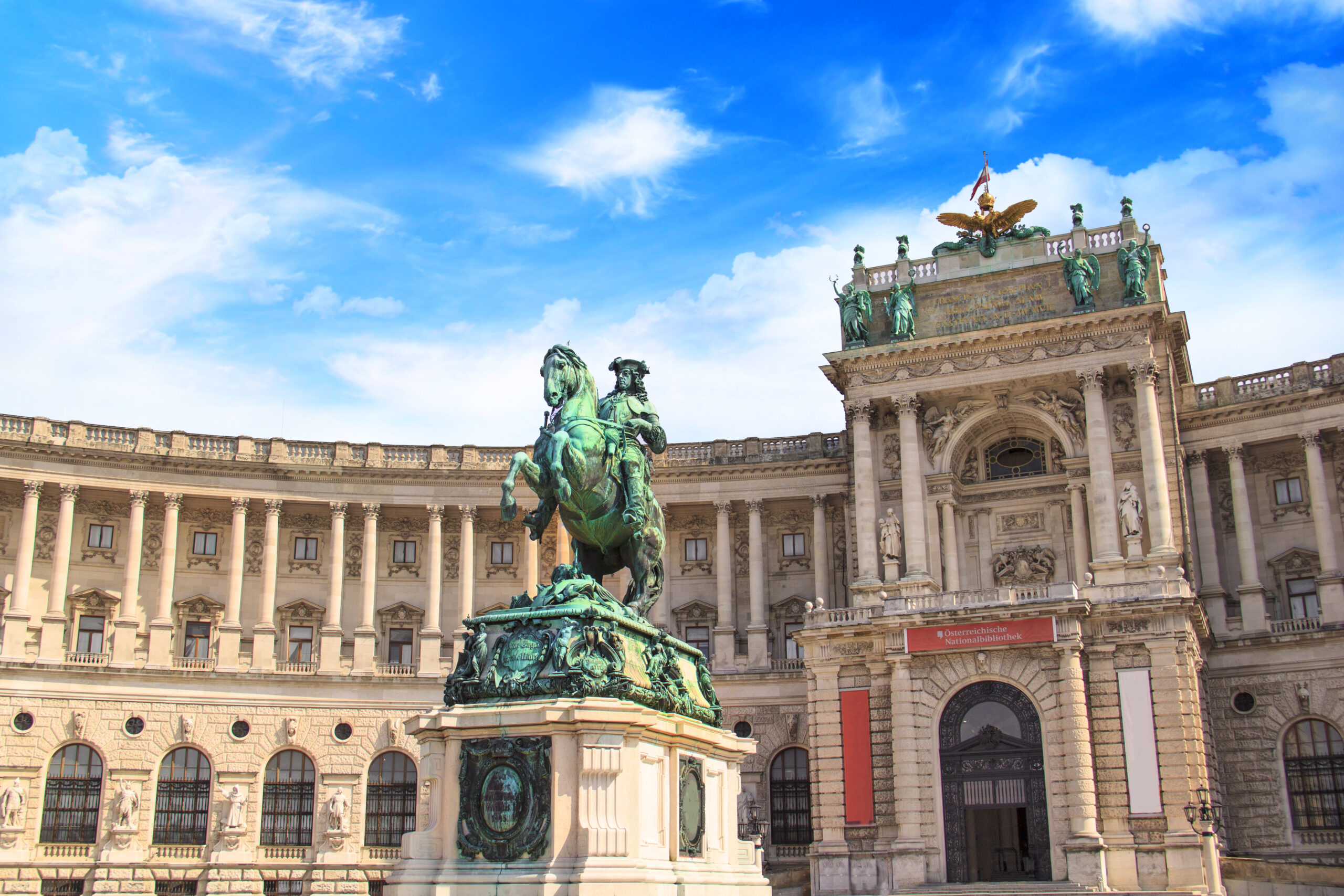 Equestrian statue of Prince Eugene of Savoy in front of the National Library in Vienna, Austria