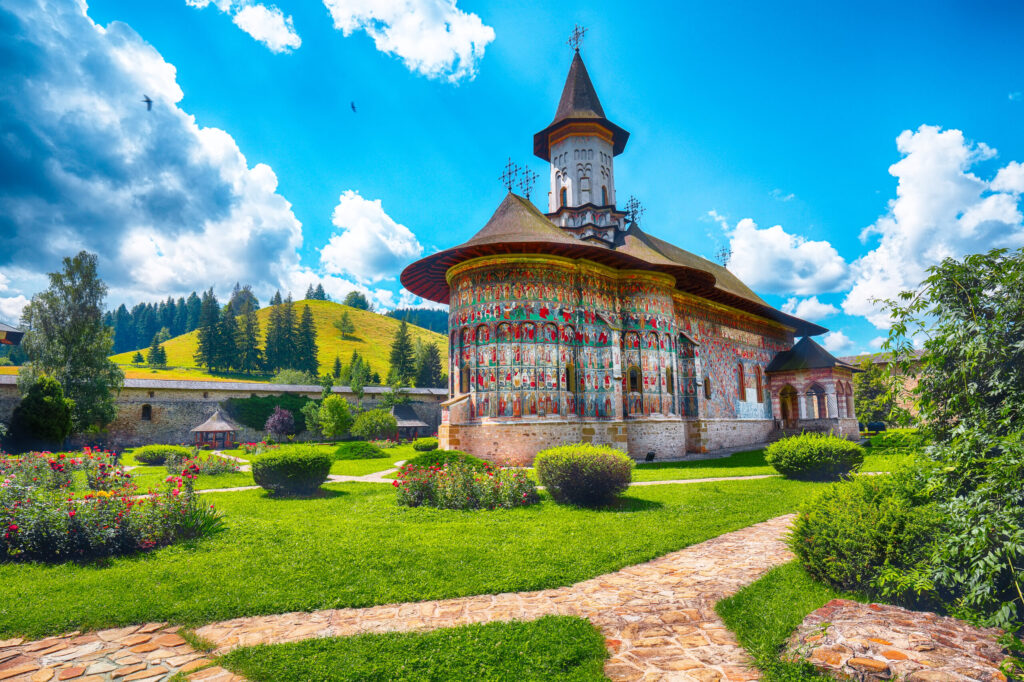Splendid summer scene of Sucevita Monastery Romanian Orthodox monastery. Eastern Orthodox Church, built in 1585 by Ieremia Movila, commune of Sucevitai, Bukovina region, Romania, Europe