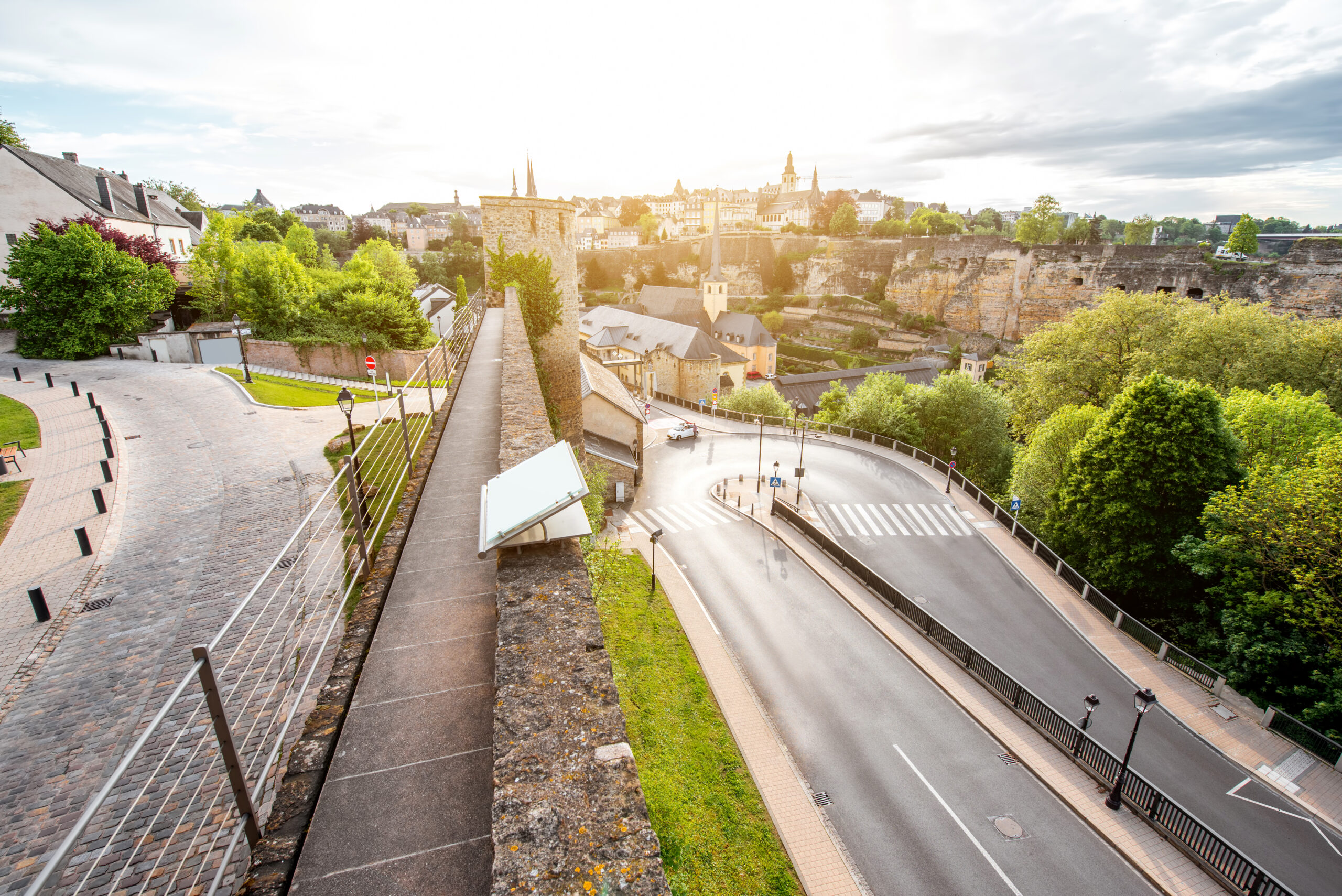 Top view on the Grund district in Luxembourg city