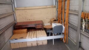 Interior of a professional moving truck with furniture and boxes securely prepared for European relocations and international removals with VANonsite.